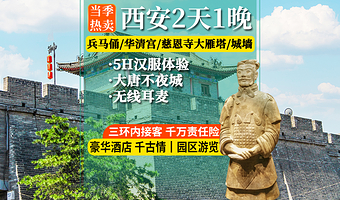 秦始皇帝陵博物院(兵马俑)+华清宫+西安城墙+西安千古情+大雁塔+大慈恩寺二日游【含餐+酒店】