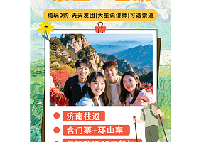 泰山+天街+玉皇顶+天外村+中天门+拱北石一日游【济南往返·好评100+/含午餐/可选索道/天天发团】