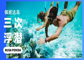 佩妮达岛 3次浮潜 送视频【佩妮达岛潜店集合】