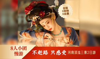 少林寺+龙门石窟+老君山景区二日游【真纯玩|住4钻|含全程索道+景区交通|8人小团】