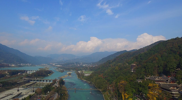 都江堰无人机鸟瞰全景