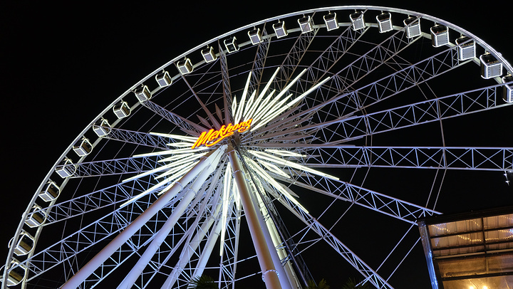 2020滨河夜市的mekong摩天轮算是标志性建筑了,一个人