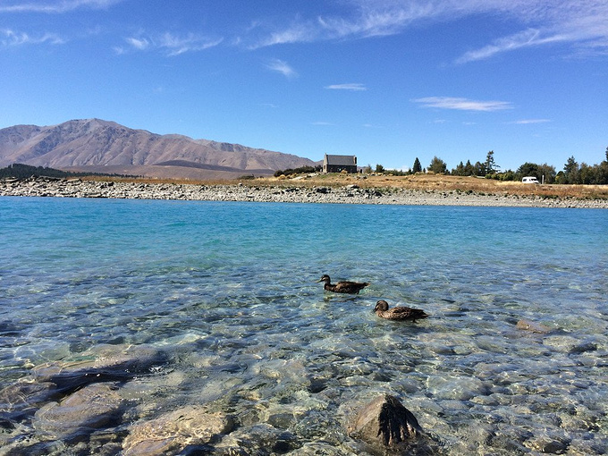 清澈见底的湖水,忍不住喝了一口.清凉甘甜.