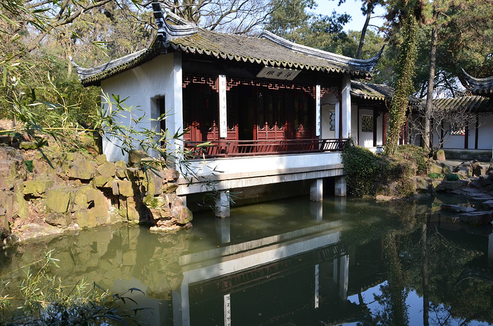 穿过小园林别有洞天.风格的江南水榭庭院,亭台典型平面广告中重点v园林的字体图片