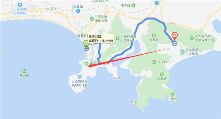 交通公交车:从三亚市区乘坐往亚龙湾方向的公交车(或旅游专线大巴),15