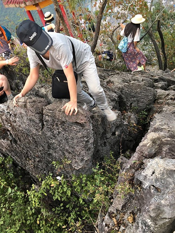 "没有护栏，登山特别最顶上要小心再小心，不行就不要硬上，掉下去人就没了_老寨山公园"的评论图片