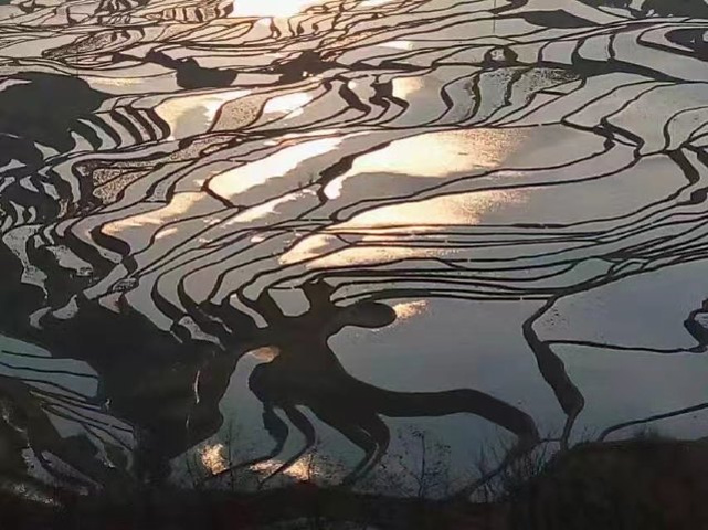 走进最近的梯田中,美丽的剪影也是今天的不错收获,壮美的梯田让我们不