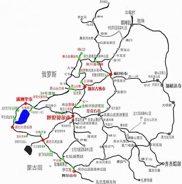 呼伦贝尔大草原:呼伦贝尔草原位于大兴安岭以西,由呼伦湖,贝尔湖而得