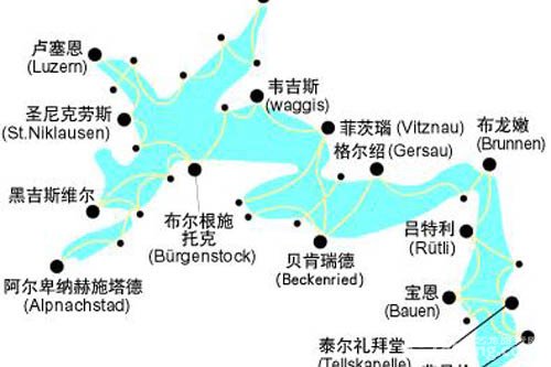 图是卢塞恩湖地图(图片来源于网络,可以看得很清楚luzern,weggis