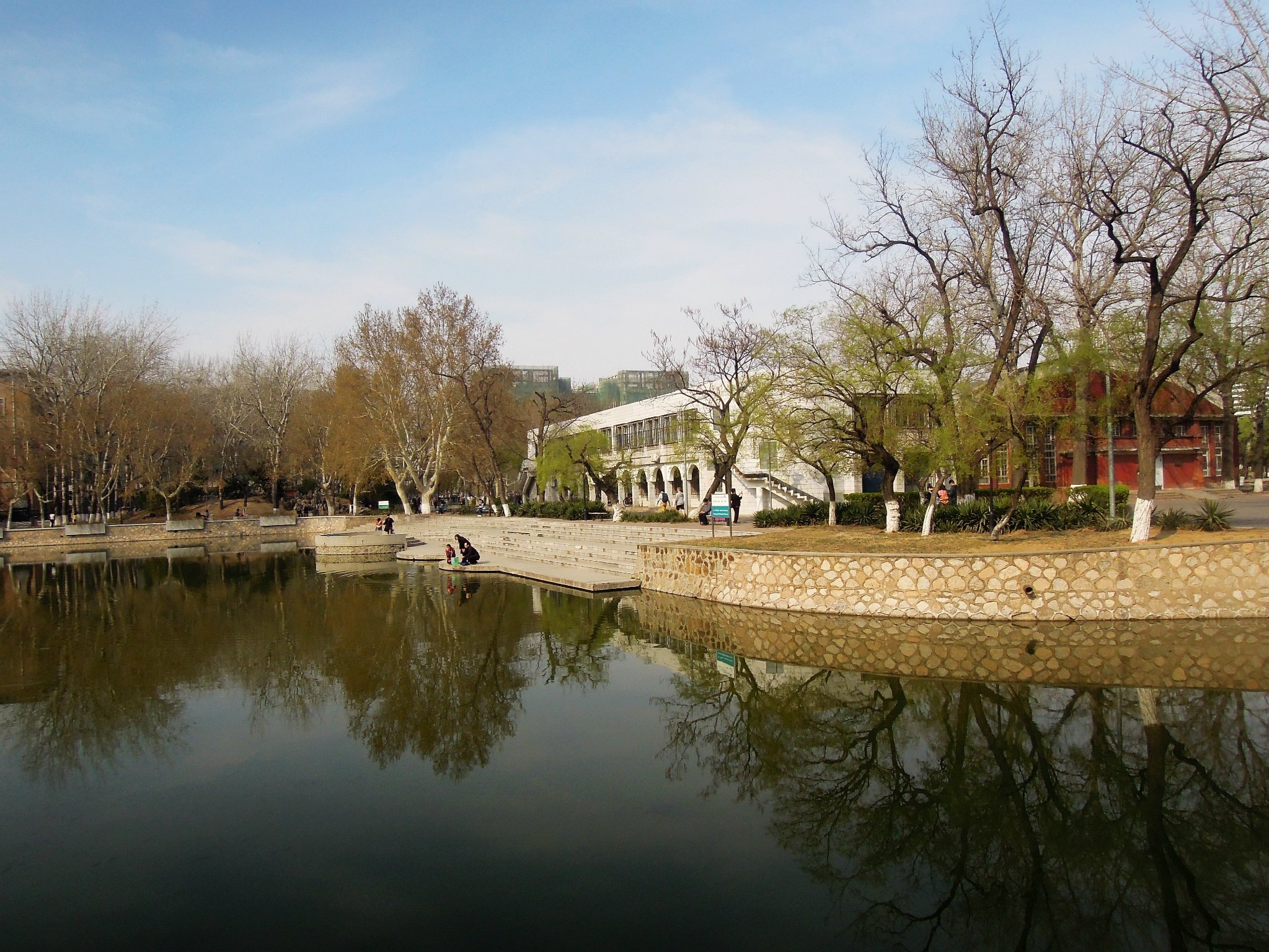 老妈在前面木椅上悠闲坐着,欣赏这里的风景.