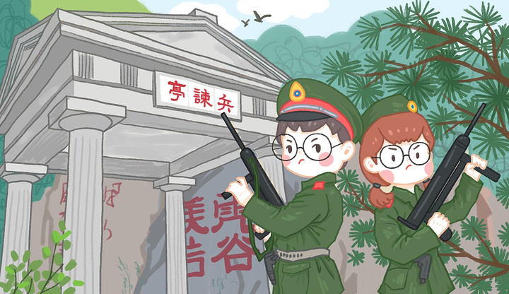 着烽火台,老母殿,老君殿,晚照亭,兵谏亭,上善湖,七夕桥,尚德苑,遇仙桥