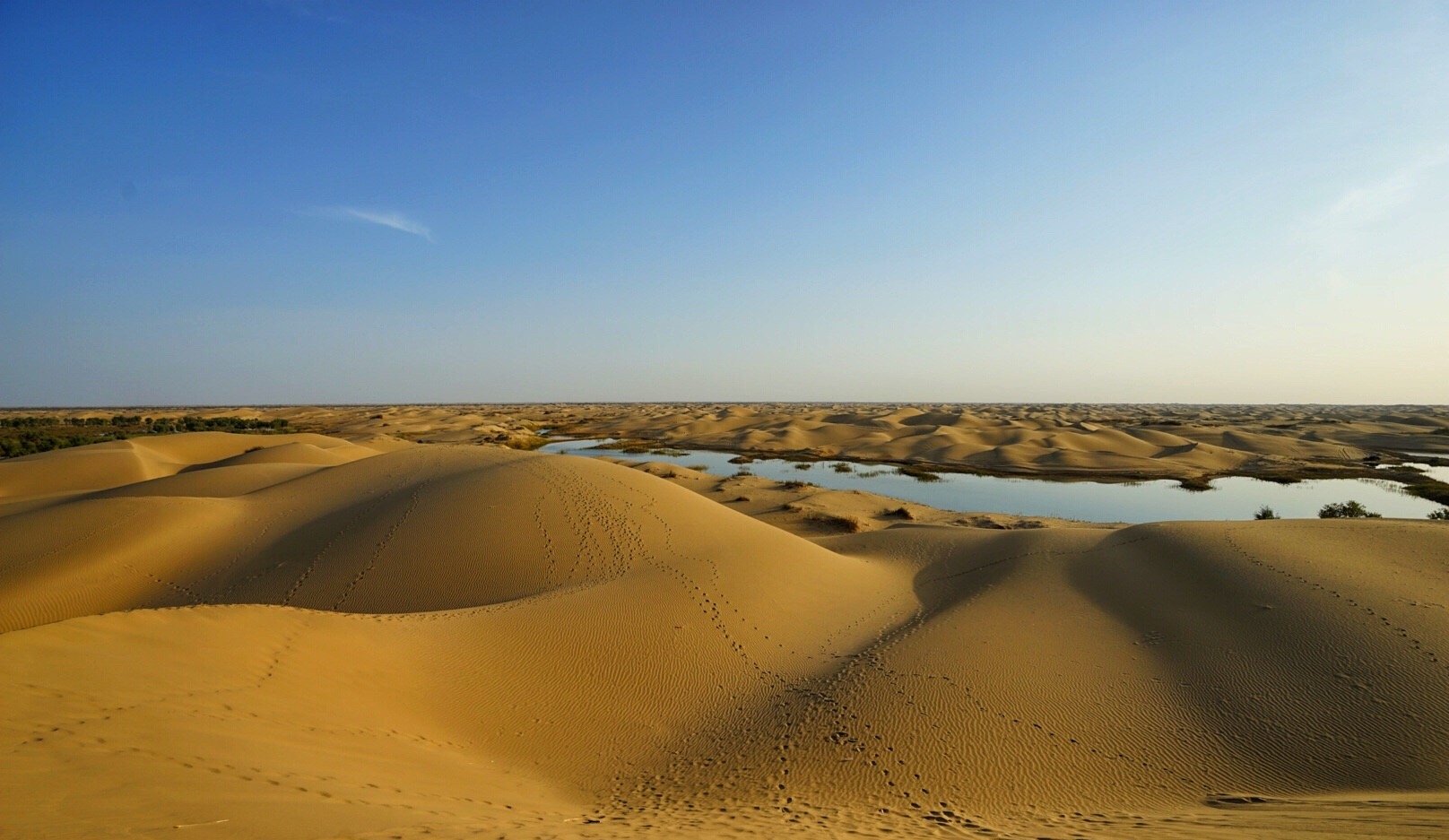 最大沙漠,最长的内陆河,最大的绿色走廊和丝绸之路在这里交汇,形成了