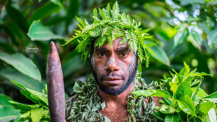 酋长脸上的图案有着图腾的尊奉和祈福的膜拜,使用一种胡椒根茎捣烂做