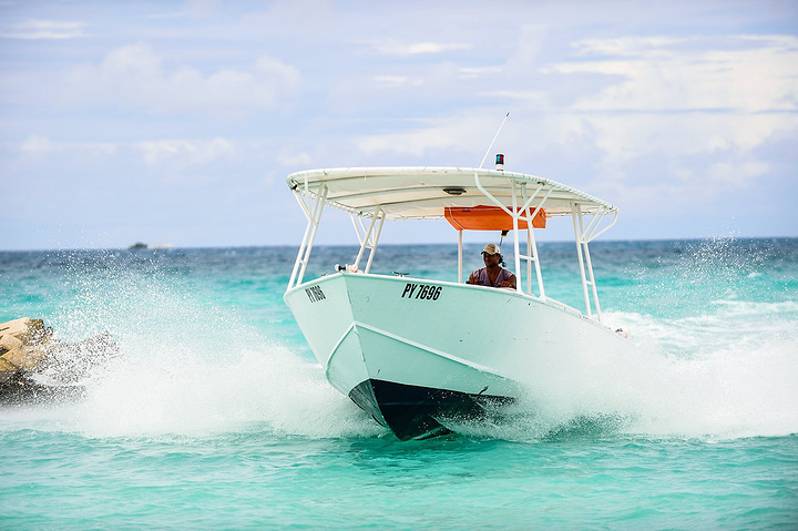 这时,迎面冲过来一艘小艇,我以为是这艘船来接我们啦