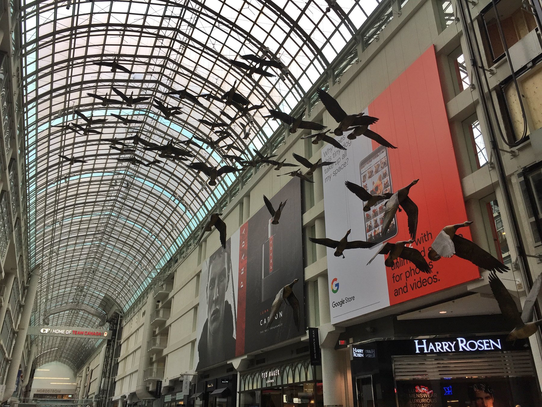 广场旁边就是伊顿中心,伊顿中心eaton centre是多伦多市中心最大的