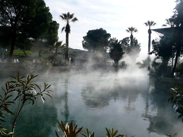 的宠物尽头是一座古代贵族泡温泉的浴池院内果然见到这个热气腾腾的水池