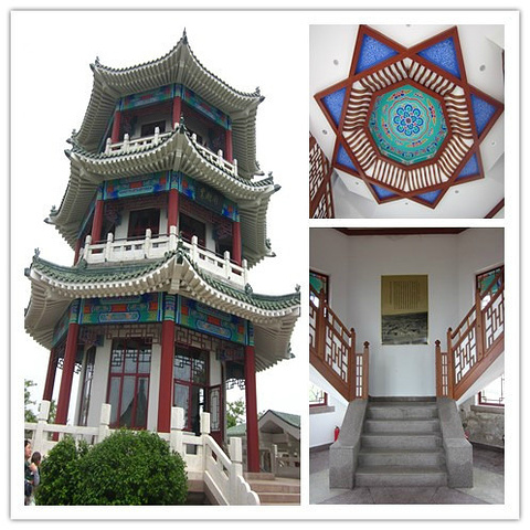 览潮阁是一座三层六角亭登上览潮阁便可以看到青岛最美的海景