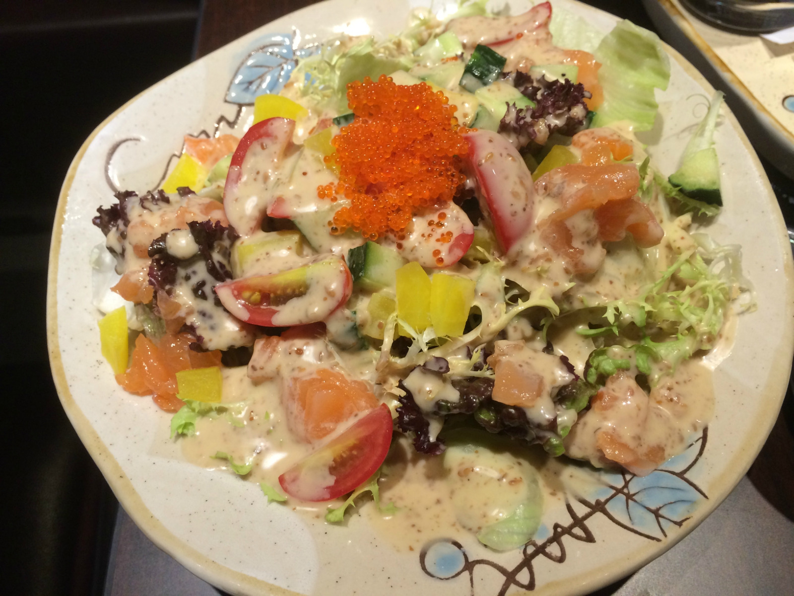 【花之恋】我最爱,沙拉酱加上三文鱼还有鱼子.