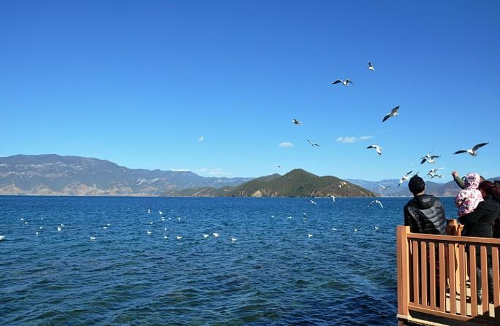 村子由陆地向湖心突出,四周水域开阔,是视野最佳的赏湖点