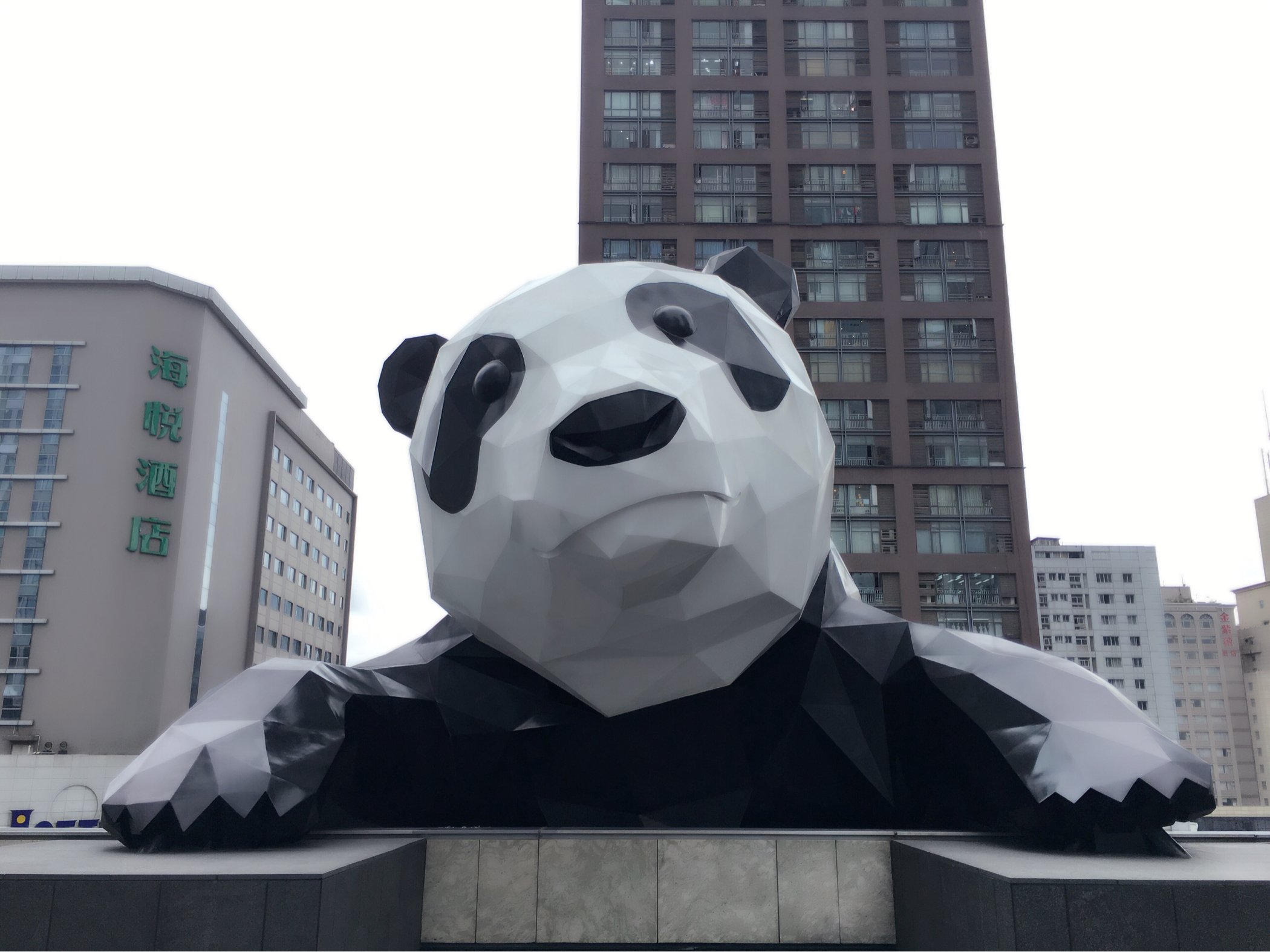 360度给熊猫来个特写,这熊猫在这也算个地标了吧,拍了这,大家都知道这