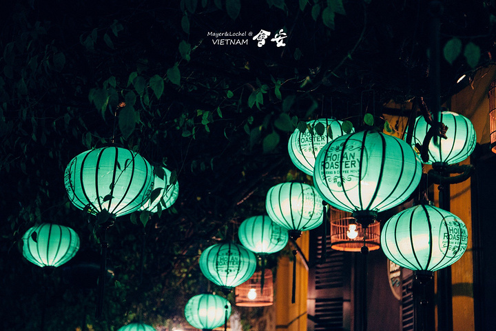 2023比如于我,这家店门口这一串串绿色的灯笼就显得特别宁静别致_会安