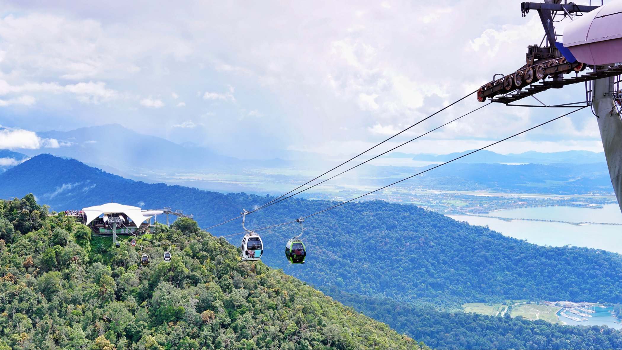 缆车还是挺长的,中间有个观景台会停一下,下不下都行.