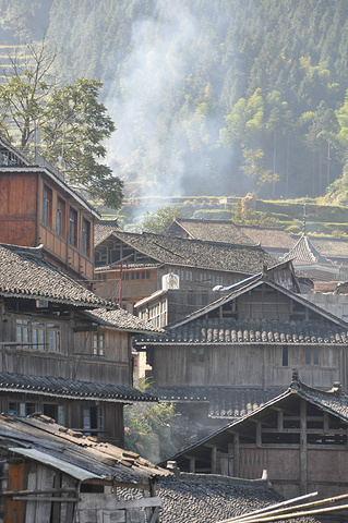 "很热闹但是这个季节已经基本收割完了山顶上能看到梯田买了个猪脚去餐馆加工_堂安侗寨"的评论图片