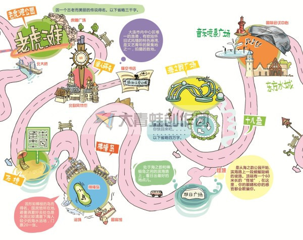 【手绘版】大连手绘地图带你3日游遍大连