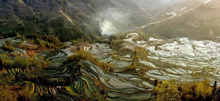 "这里是元阳山势最险峻、气势最恢宏壮观的梯田，堪称“大地雕塑”的典范。摄于元阳老虎嘴梯田景区_老虎嘴景区"的评论图片