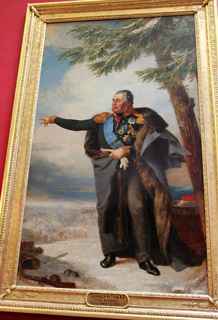 1812年祖国战争画廊中率领沙俄军队打败拿破仑军队的库图佐夫元帅