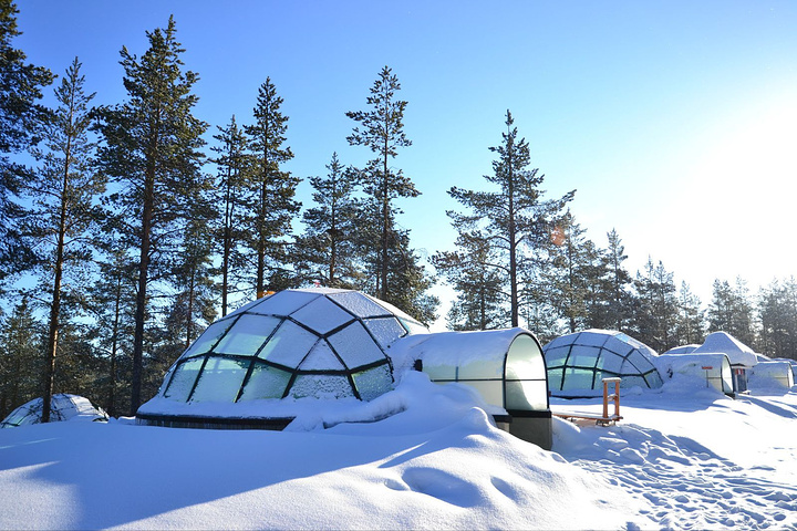 昨晚的大雪,把外面的景色全部盖住_伊格洛村玻璃屋顶度假村酒店(igloo