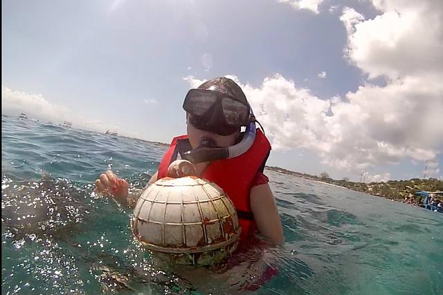 这张照片被我们的朋友吐槽为和水雷的合影. 其实就是一个浮标.