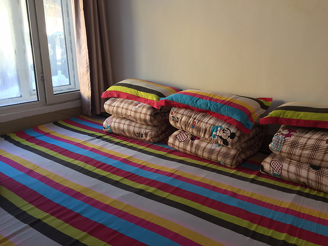 酸菜炖粉条特别好吃,我们吃得太饱,加上刚才玩累了,在炕上休息了大概