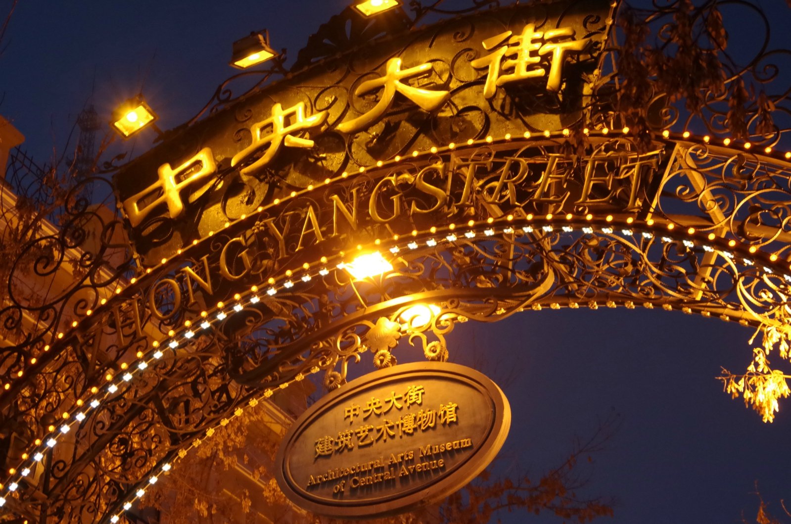 中央大街的夜景非常美,而且晚上路边会有人驻唱,特别特别的有感觉.