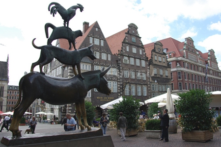 不来梅的城市乐手雕塑