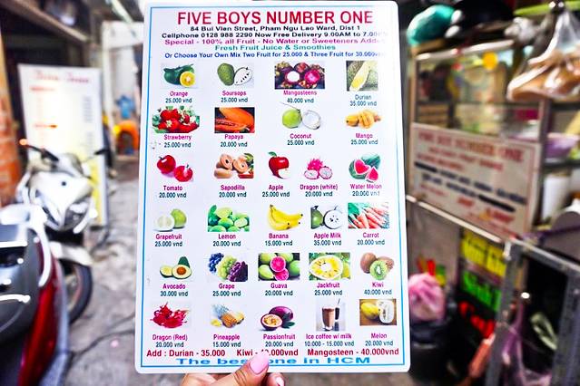 Five Boys Number One Sinh Tố Bùi Viện Quận 1
