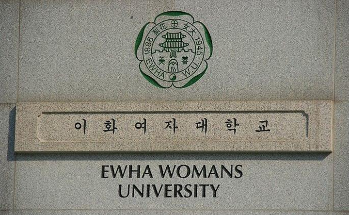 梨花女子大学的校徽梨大门前的新村一条街,有很多适合女孩子逛得店